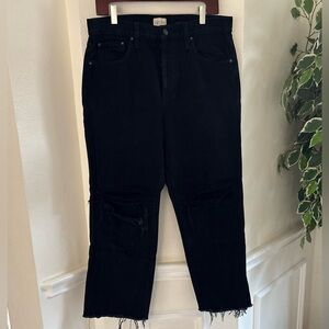 Alice + Olivia Black Distressed Black Jeans